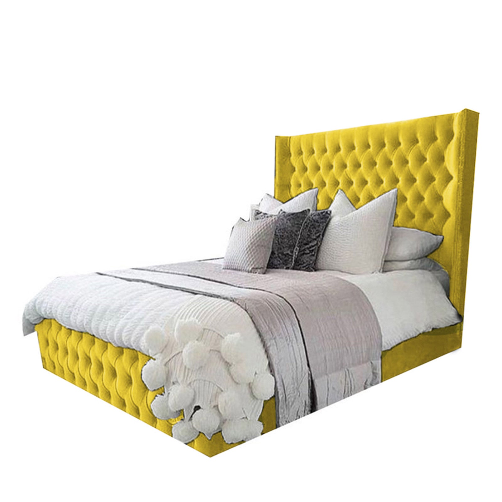 In House | Lychee Bed Frame Velvet Gold 200x140