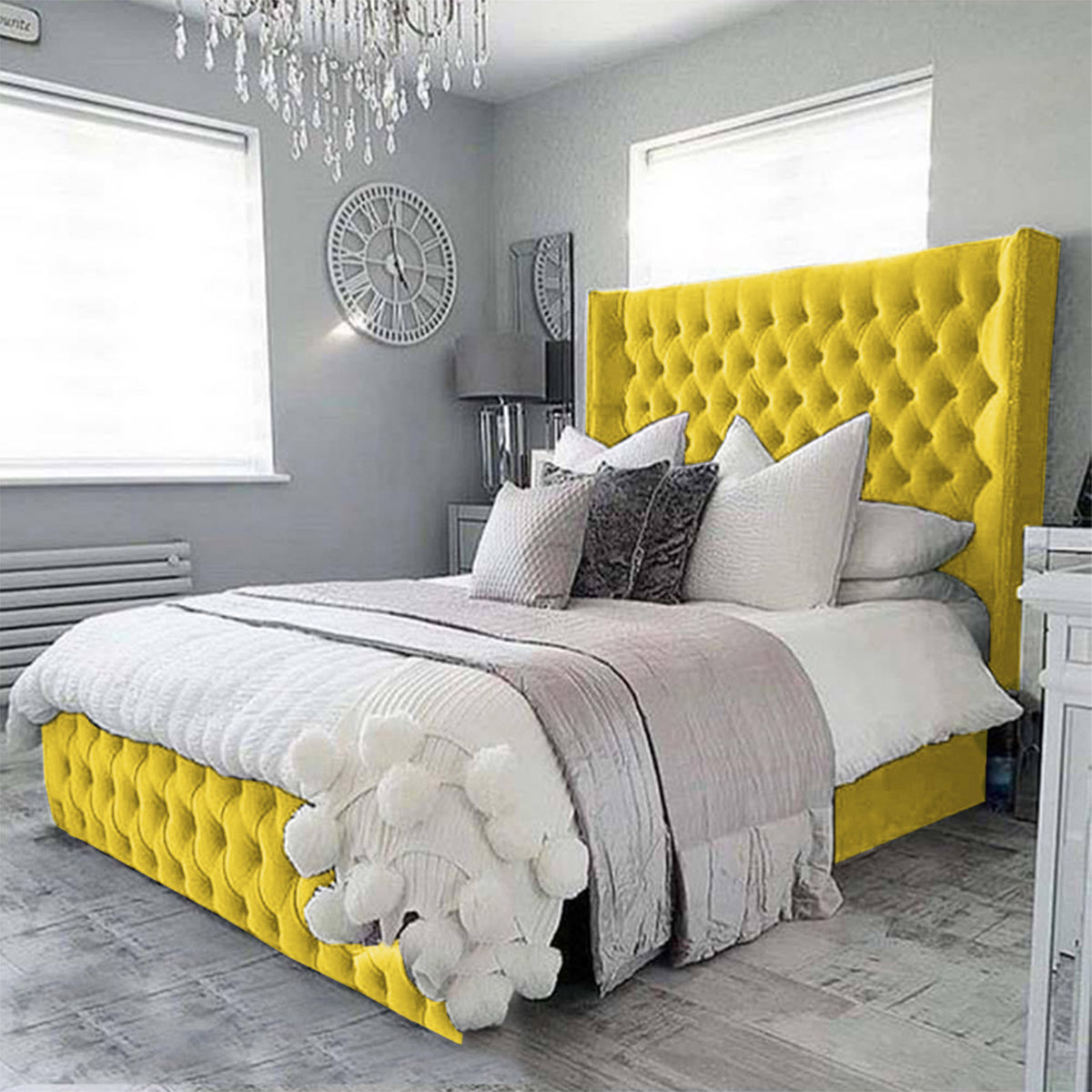 In House | Lychee Bed Frame Velvet Gold 200x100