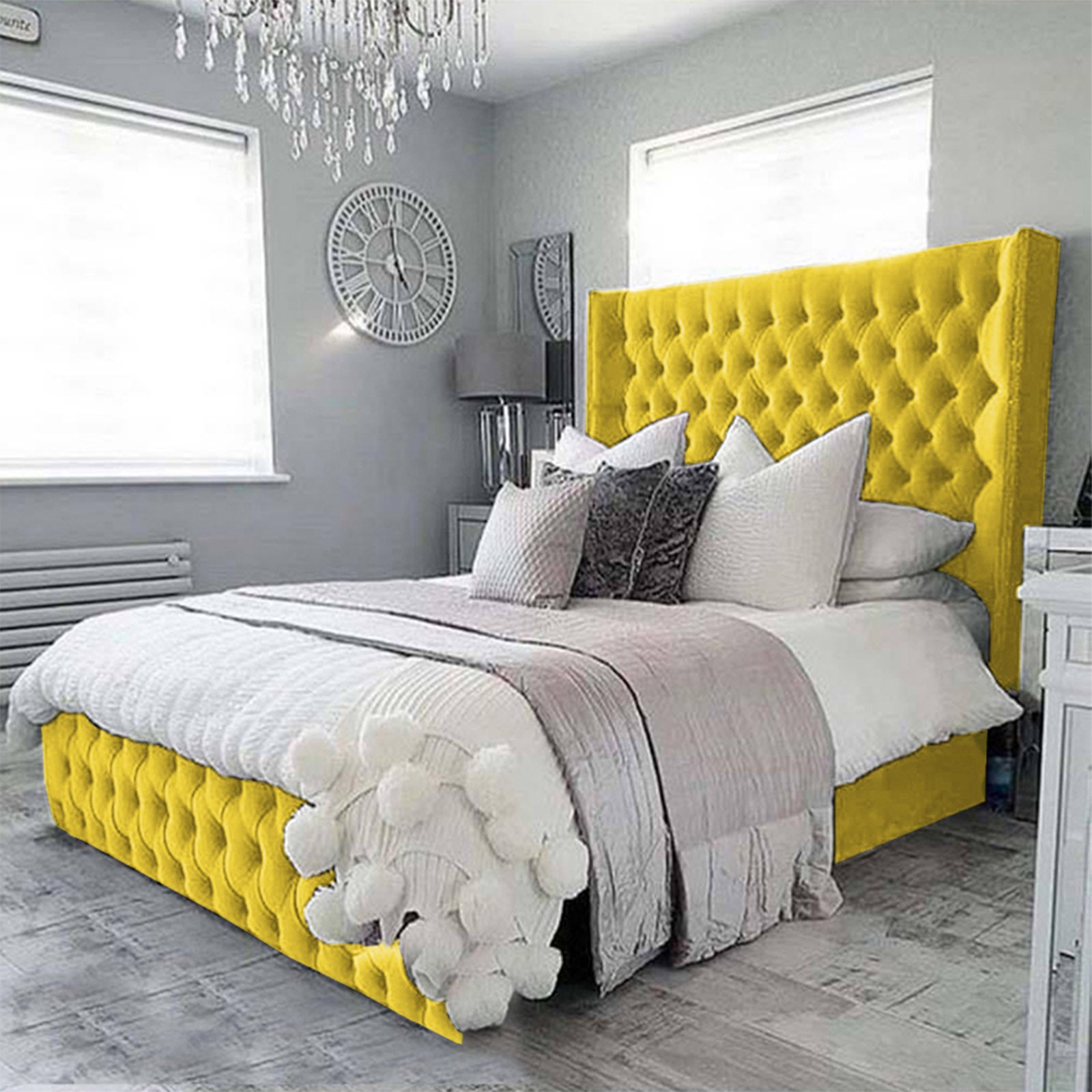 In House | Lychee Bed Frame Velvet Gold 200x140