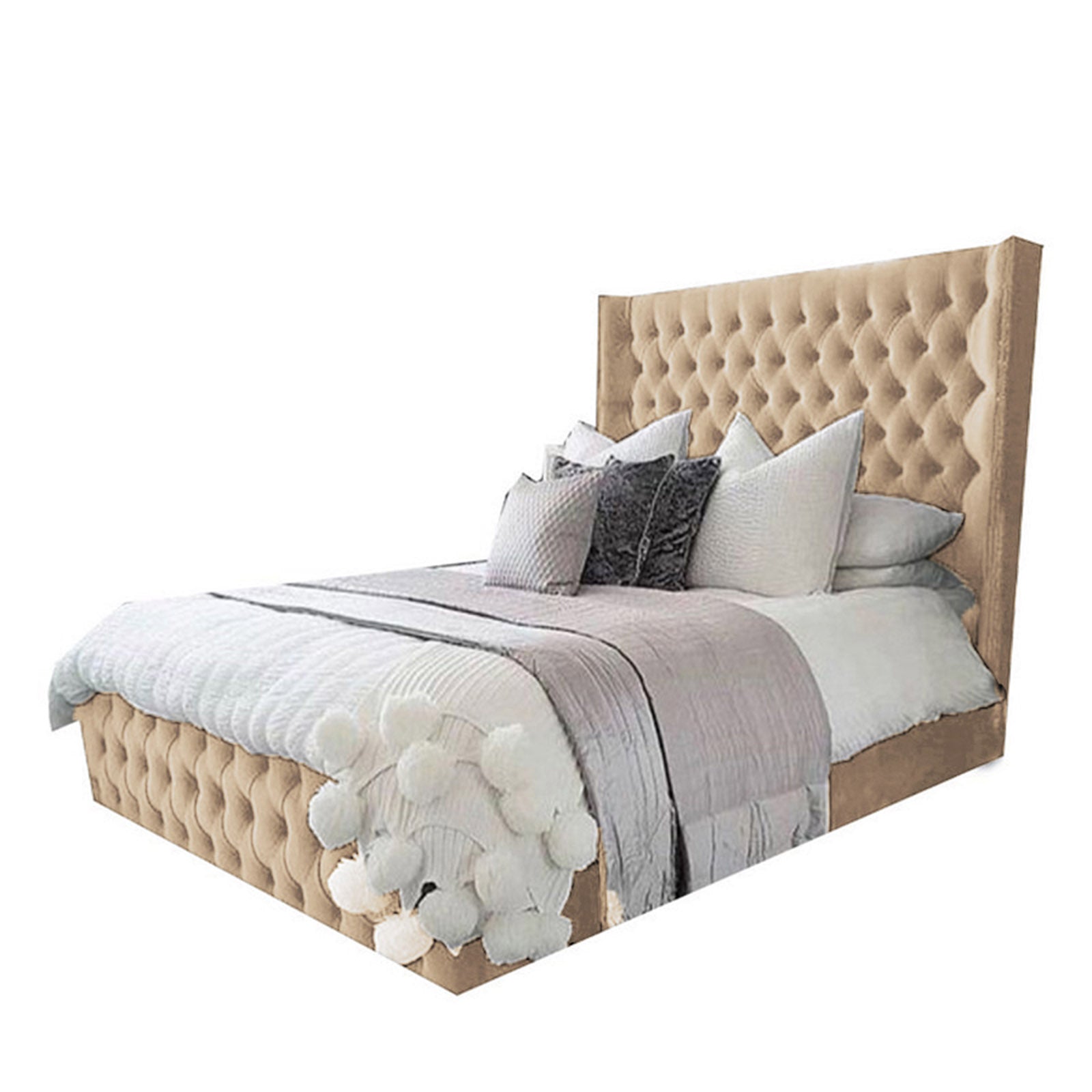In House | Lychee Bed Frame Velvet Beige 200x160