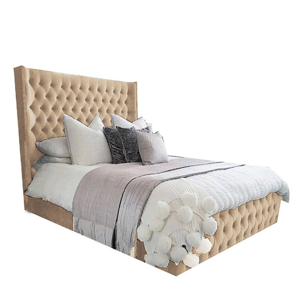 In House | Lychee Bed Frame Velvet Beige 200x120