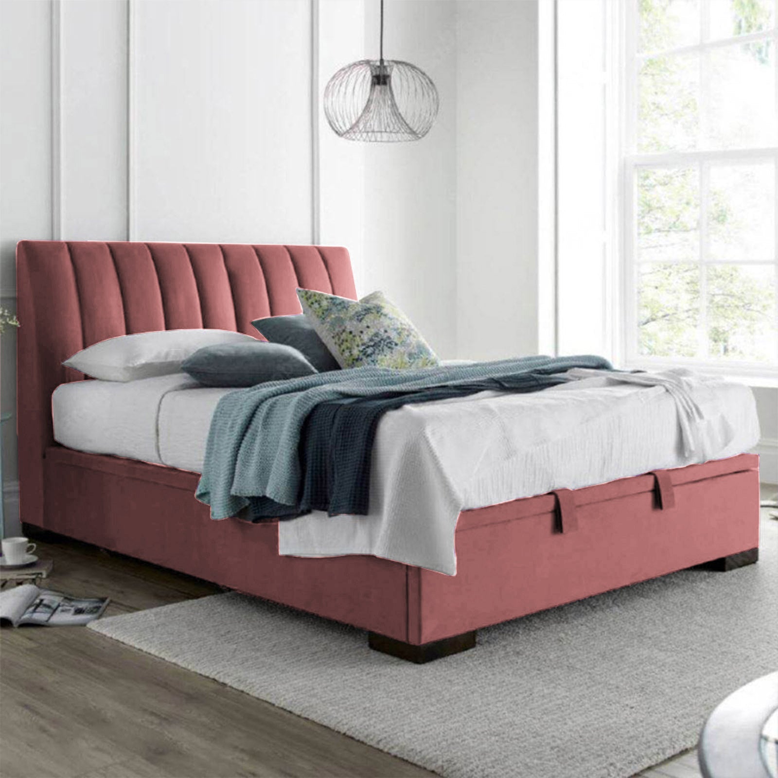 In House | Martos Bed Frame Velvet Dark Pink 200x140