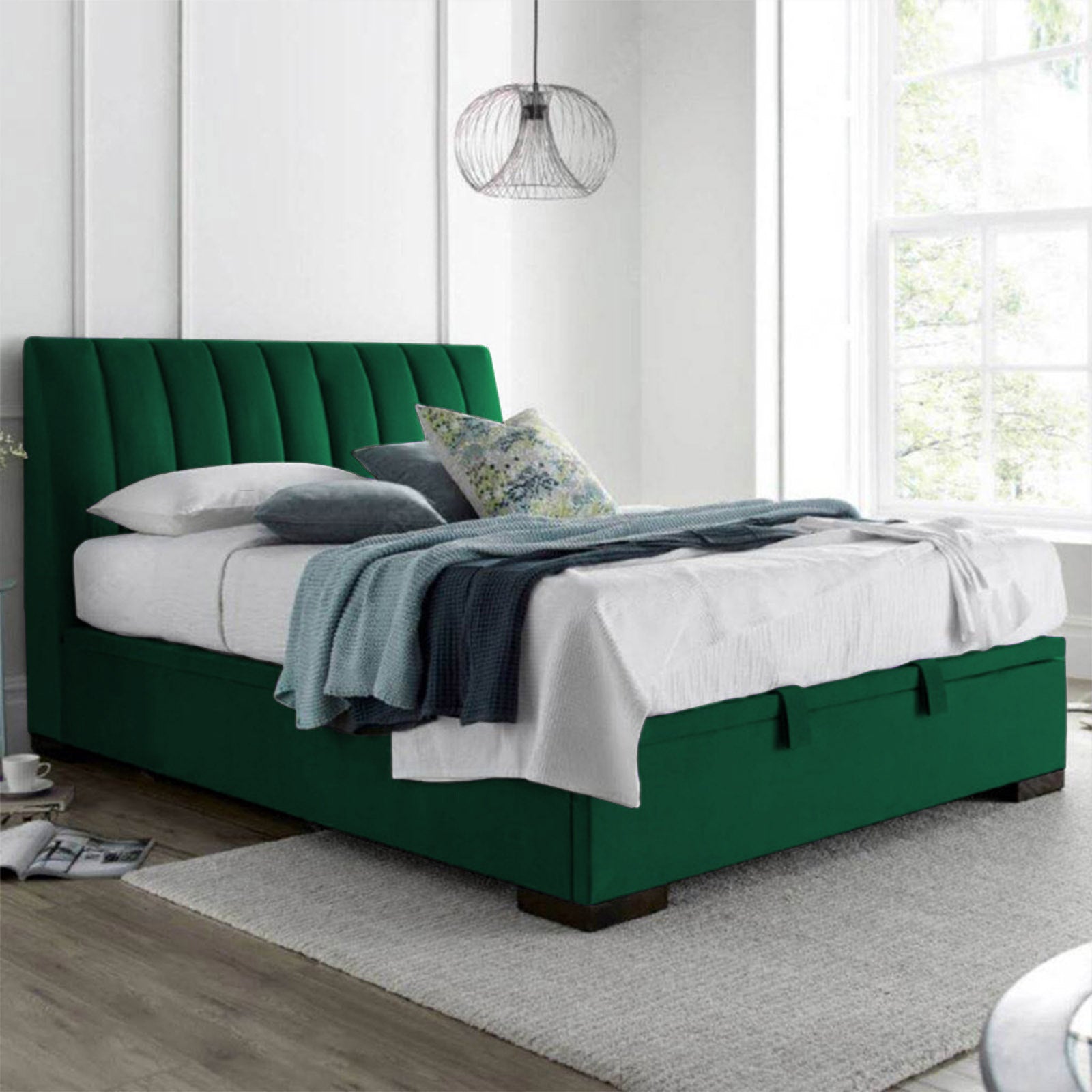 In House | Lychee Bed Frame Velvet Dark Green 200x180