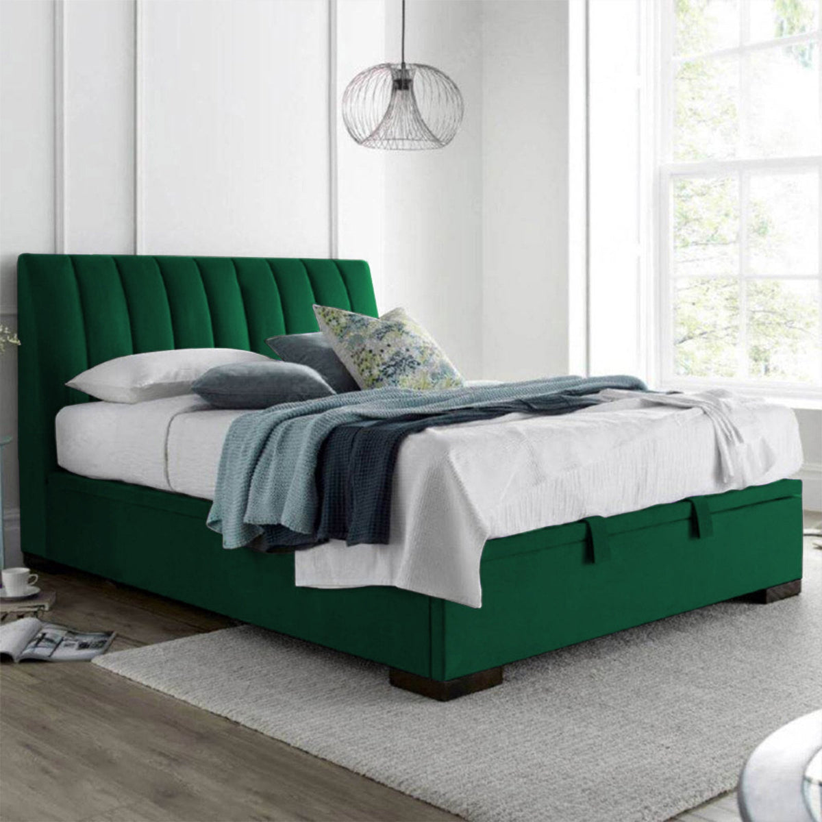 In House | Martos Bed Frame Velvet Dark Green 200x140