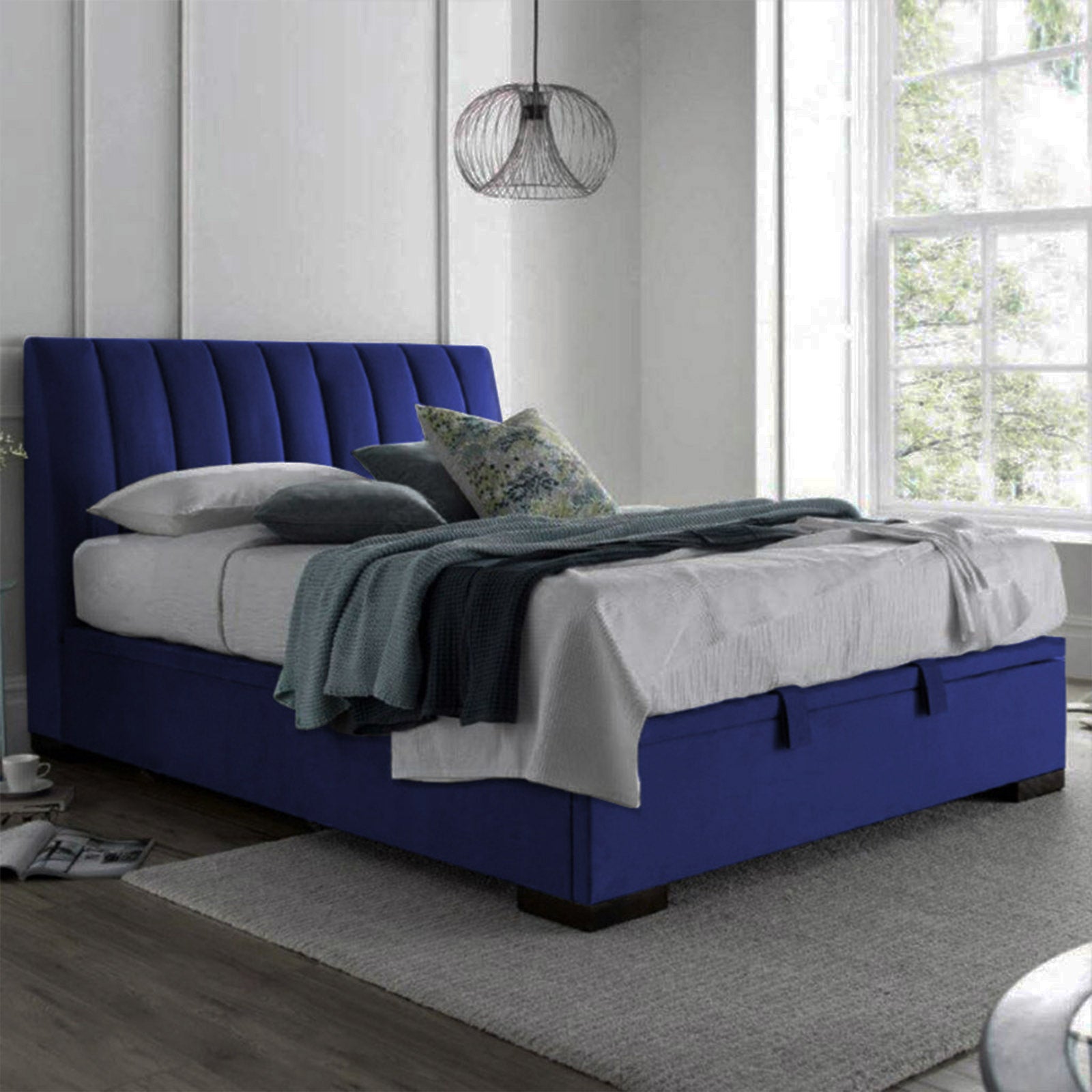 In House | Martos Bed Frame Velvet Dark Blue 200x100