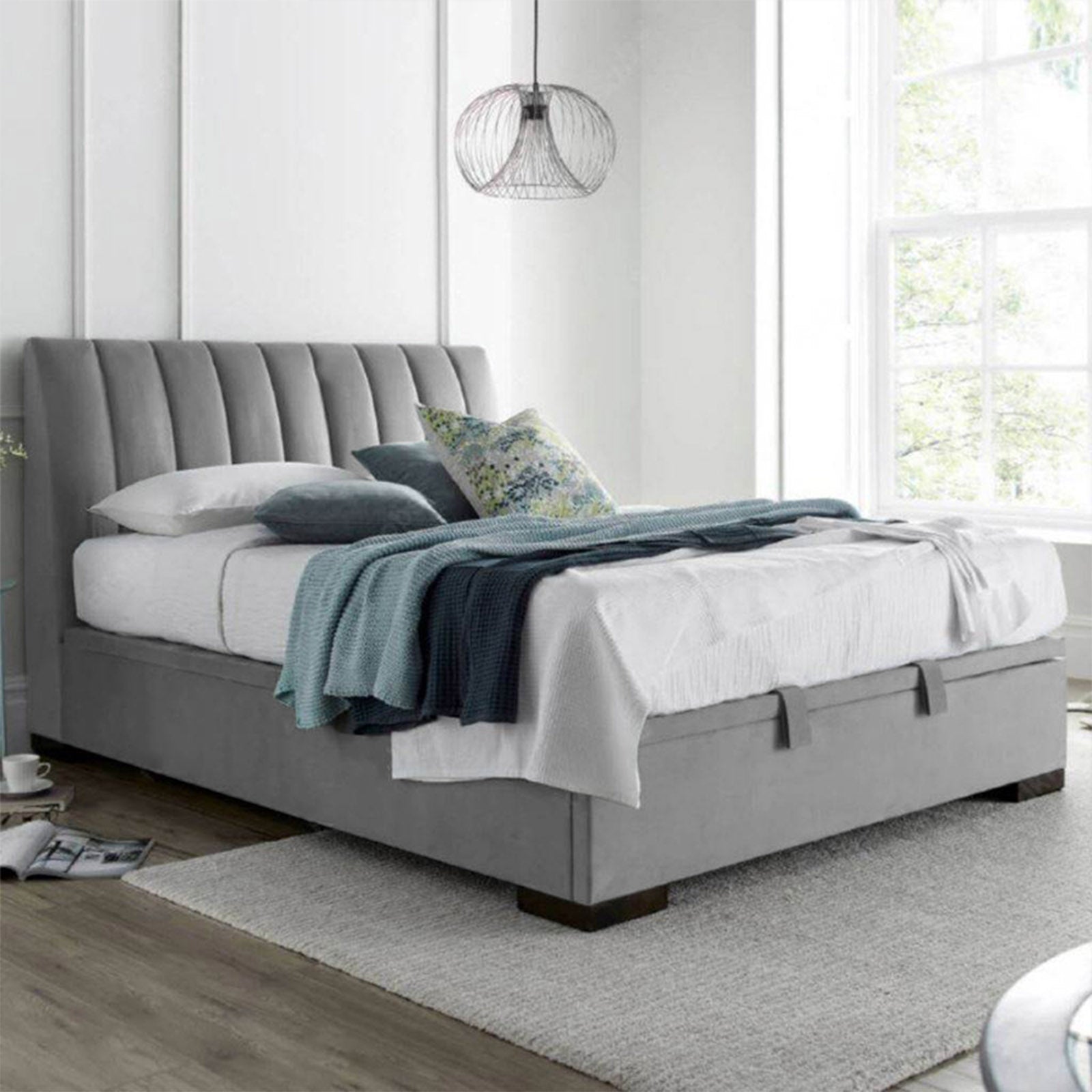 In House | Martos Bed Frame Velvet Grey 200x140