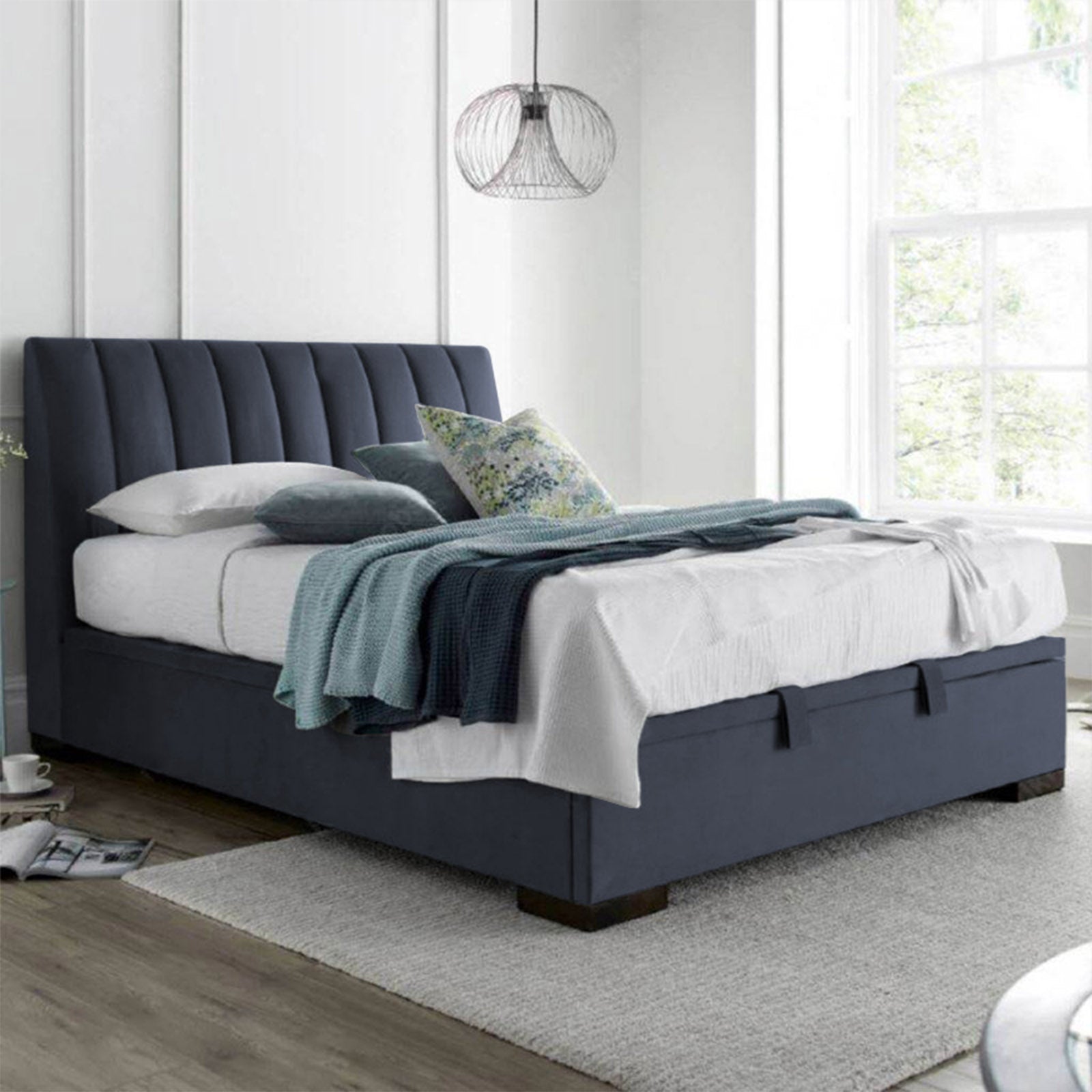 In House | Martos Bed Frame Velvet Dark Grey 200x140