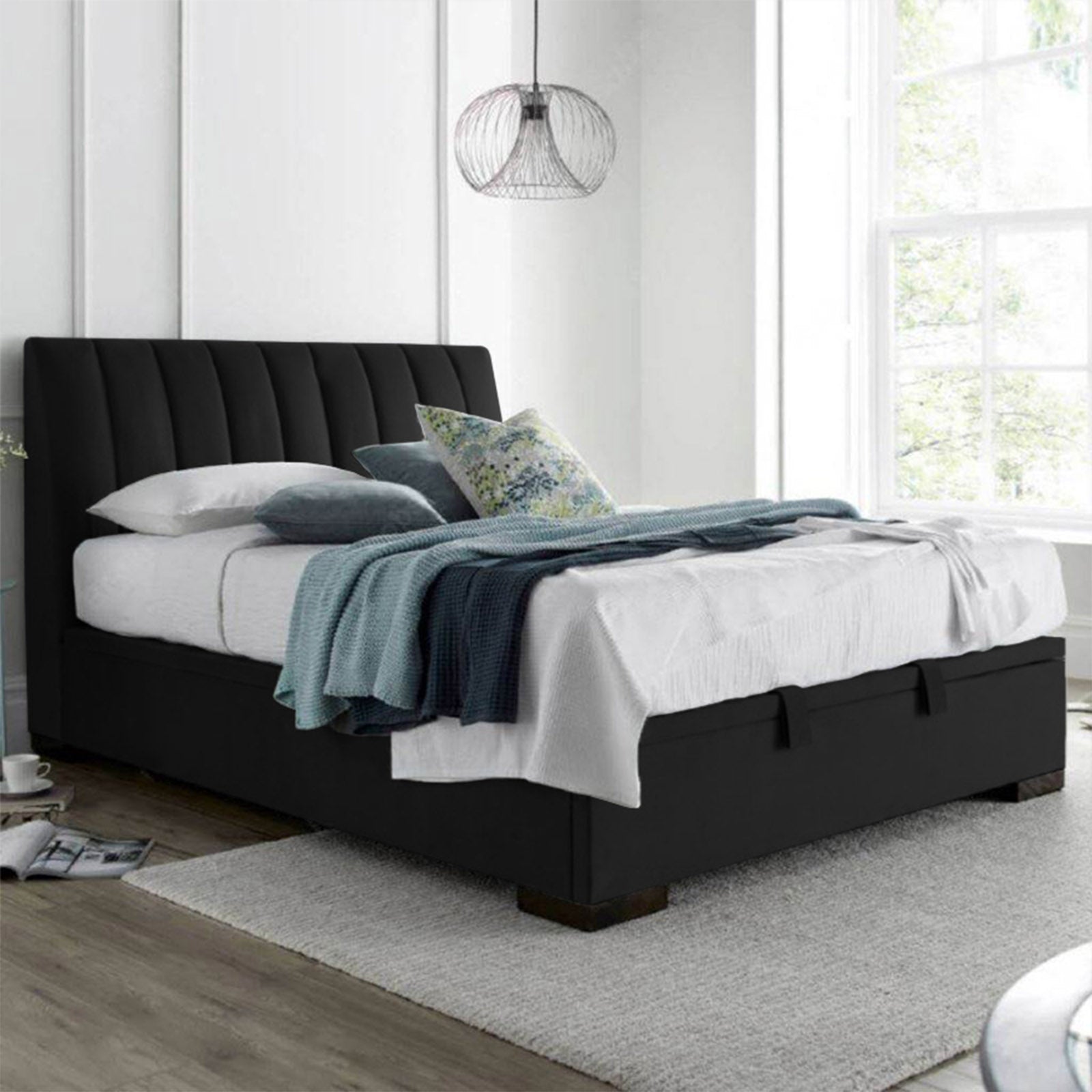 In House | Martos Bed Frame Velvet Black 200x140