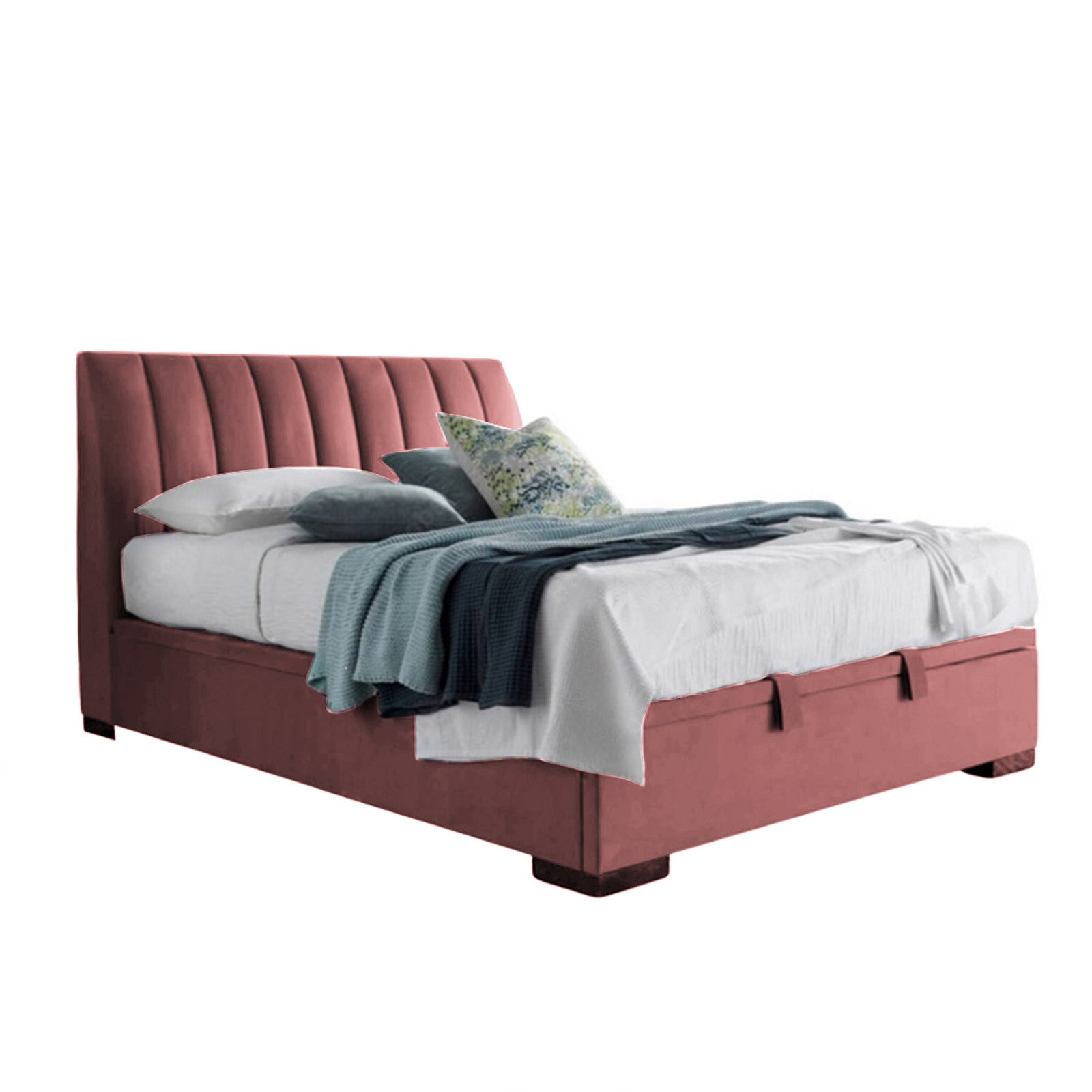 In House | Martos Bed Frame Velvet Dark Pink 200x140