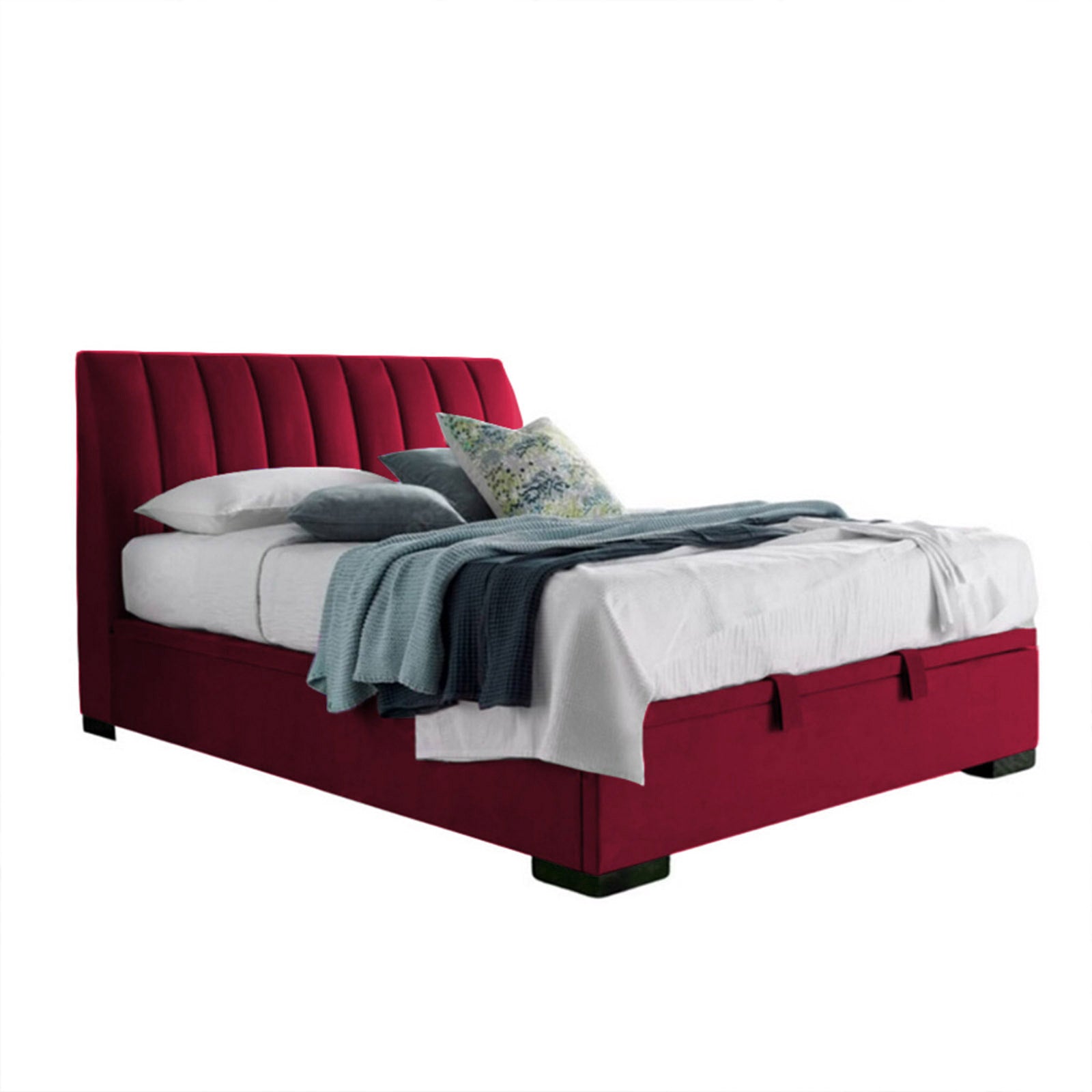 In House | Lychee Bed Frame Velvet Burgundy 200x200