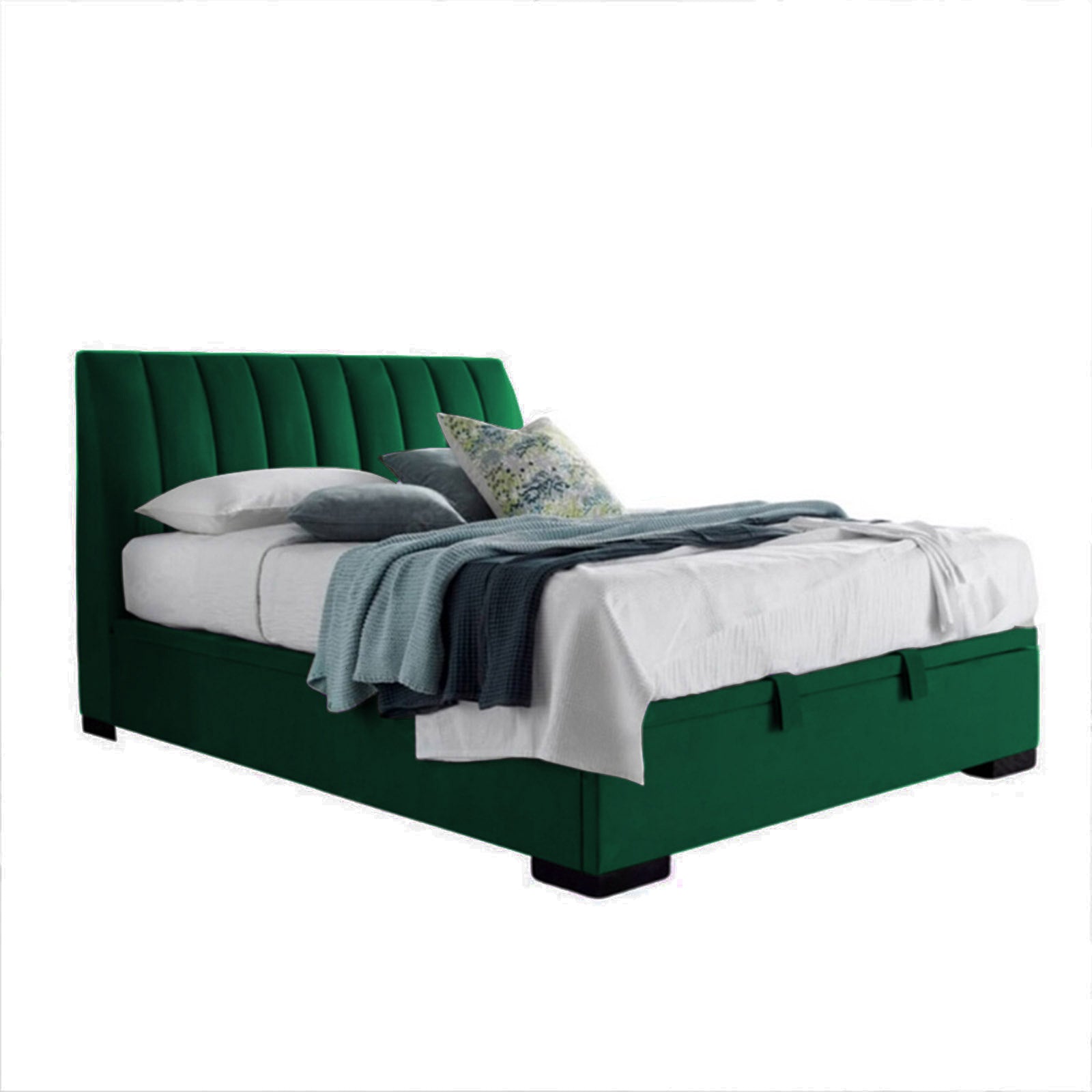 In House | Lychee Bed Frame Velvet Dark Green 200x180