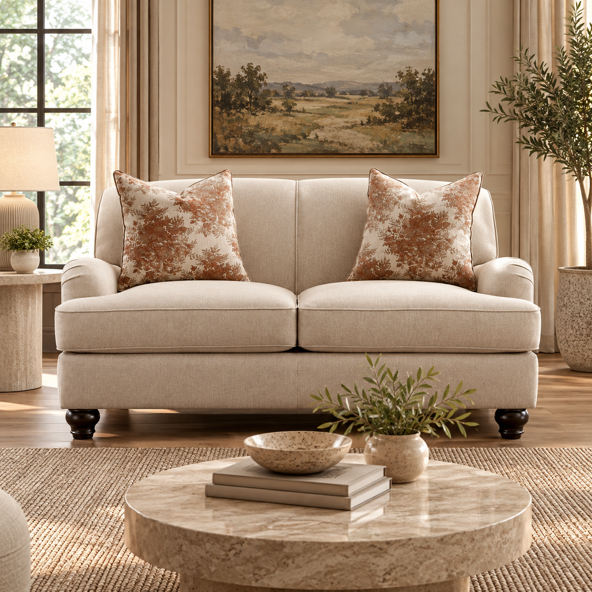 Pastel Pattern Loveseat (155cm) - Orange