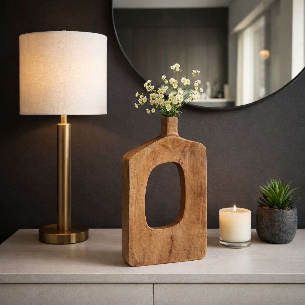 19x11" Wood Cut-out Vase, Natural Vases and Jars| Sagebrook Home