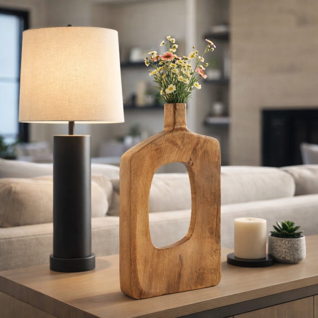 19x11" Wood Cut-out Vase, Natural Vases and Jars| Sagebrook Home
