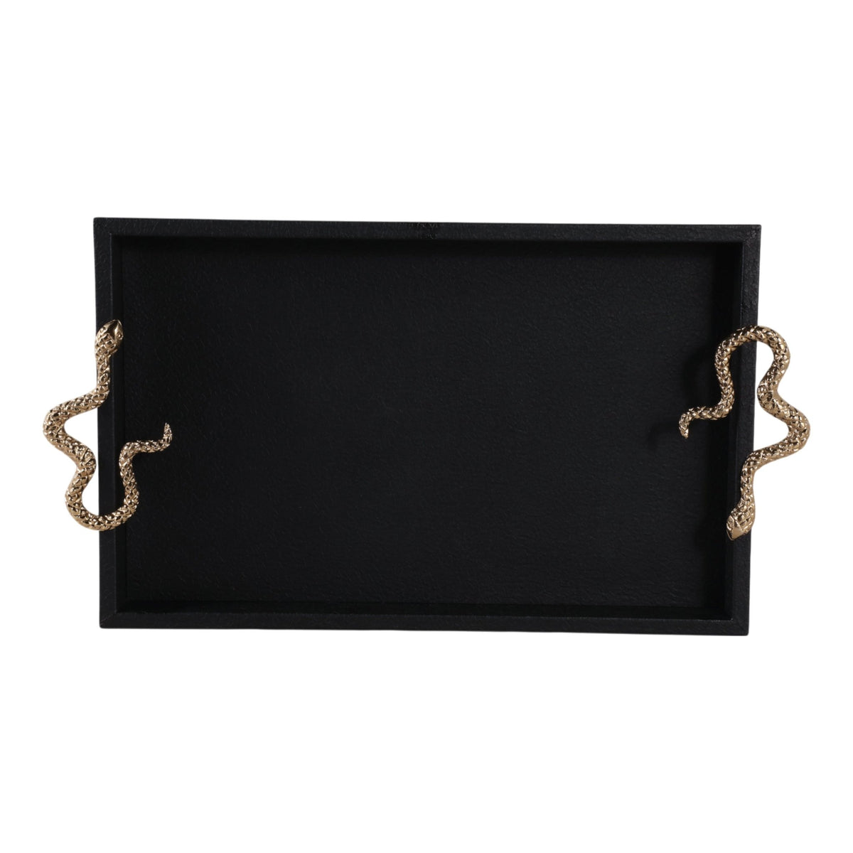 19x12" Faux Leather Snake Tray, Black/gold Table Decors| Sagebrook Home