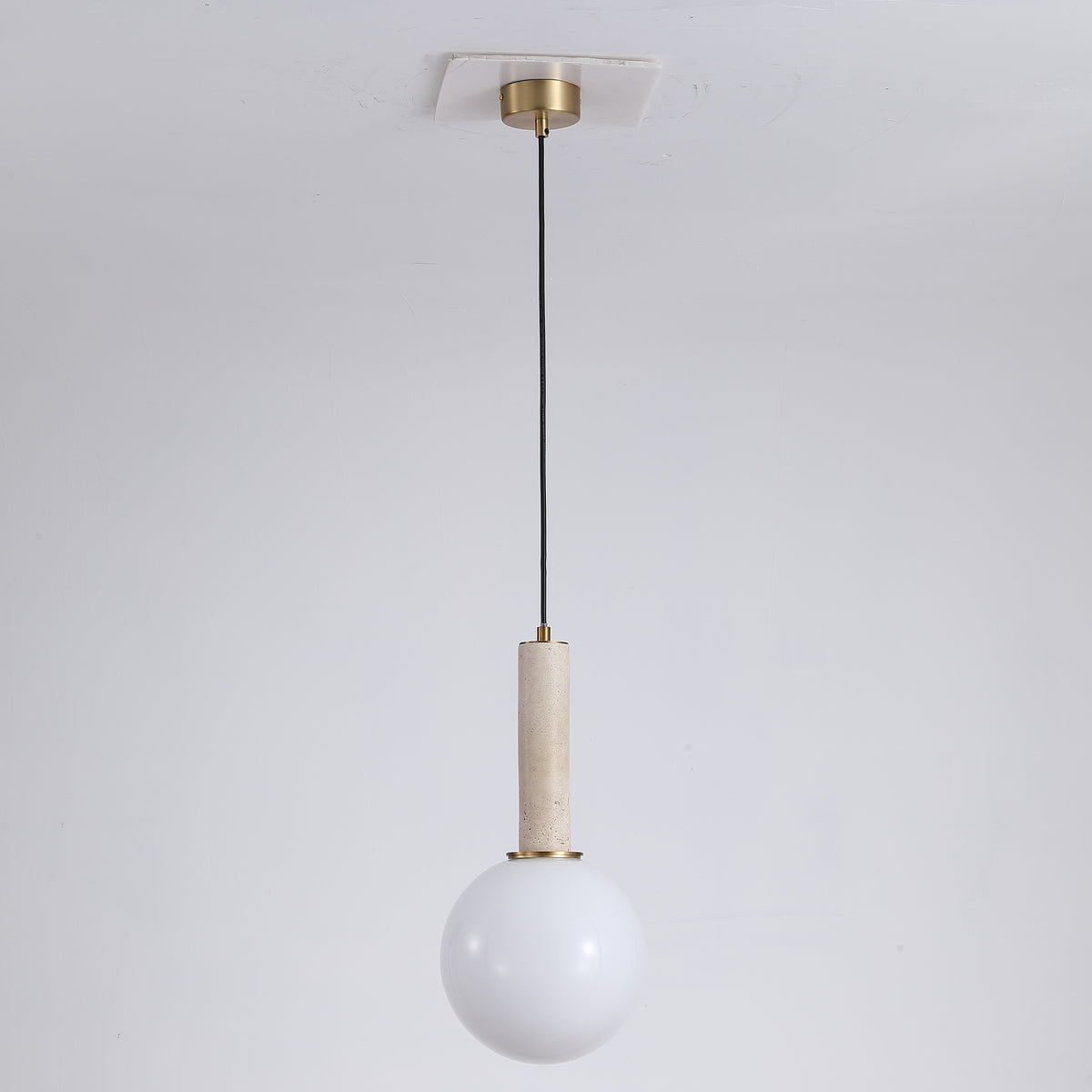 Pearls Travertine Chandelier with Glass Globe - H 38 CM