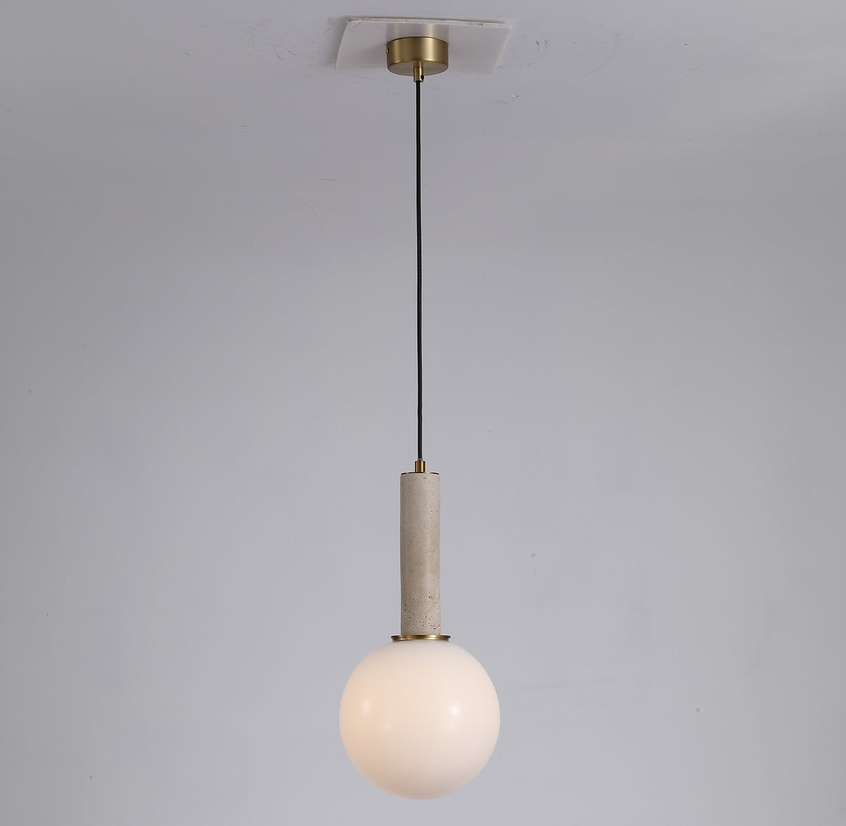 Pearls Travertine Chandelier with Glass Globe - H 38 CM