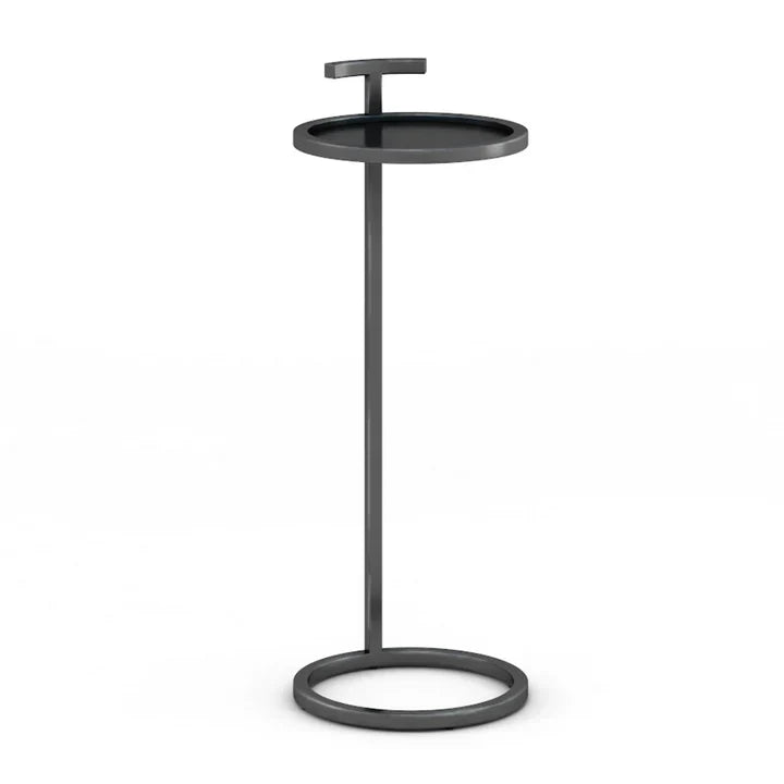 Black 14" Maisie Accent Table Round - Silver