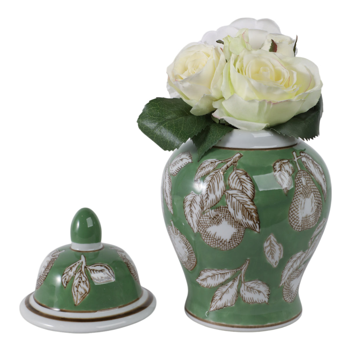 جرة المعبد بيرز وتويجز، أخضر / بني Pears & Twigs Temple Jar, Green/brown