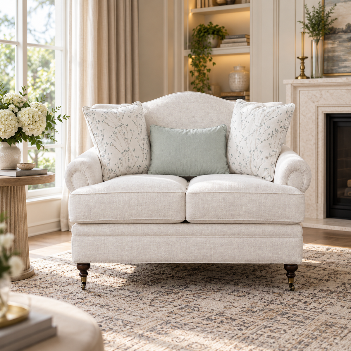 Novelle White Cream Loveseat 174cm