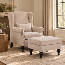 Saddle Beige Chair+Ottoman