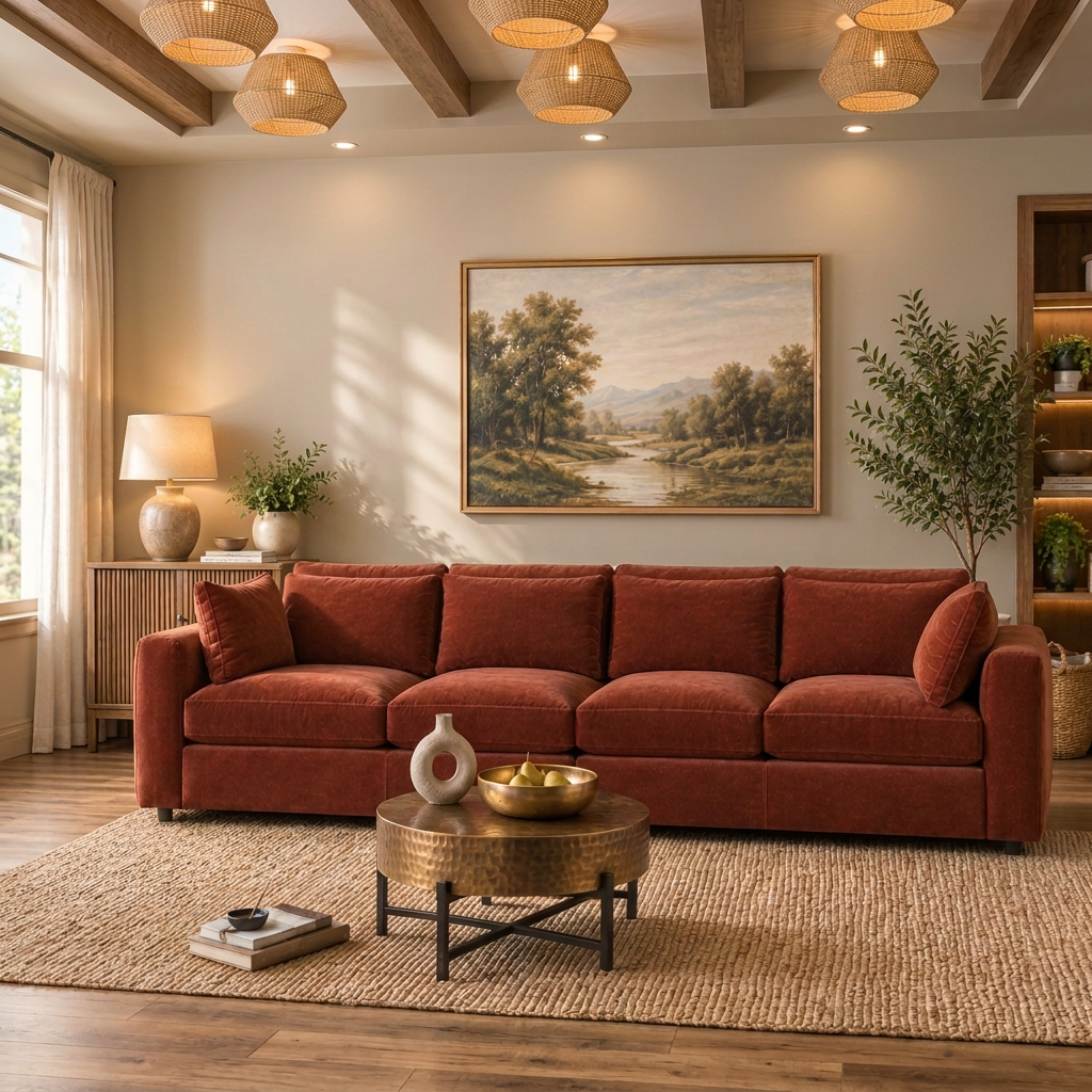 Terrona Rust Sofa 320cm - Maroon