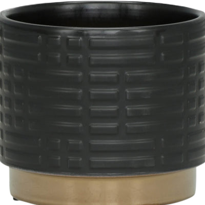 S/2 MAZE METALLIC PLANTERS  6/8, BLACK