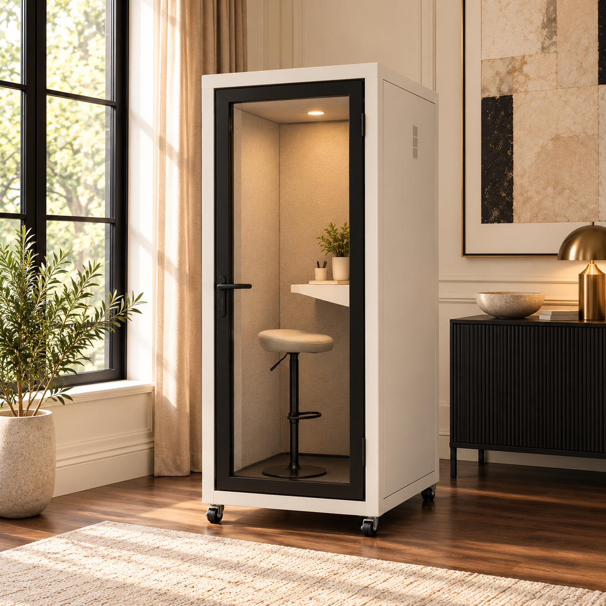 White Acoustic Phone Booth
