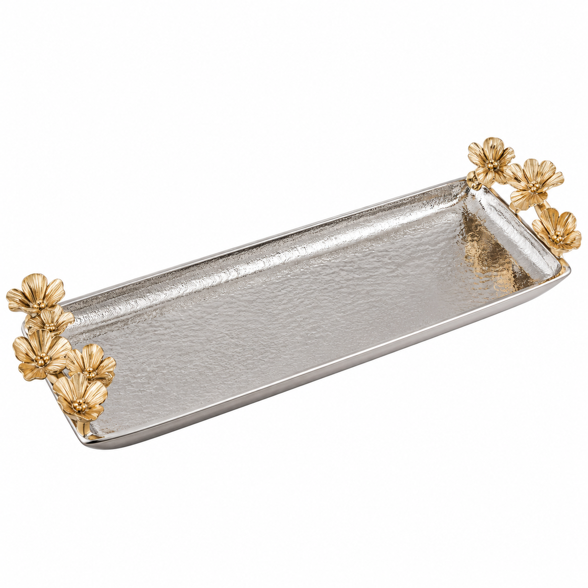 Gold Floral Rectangular Small Tray