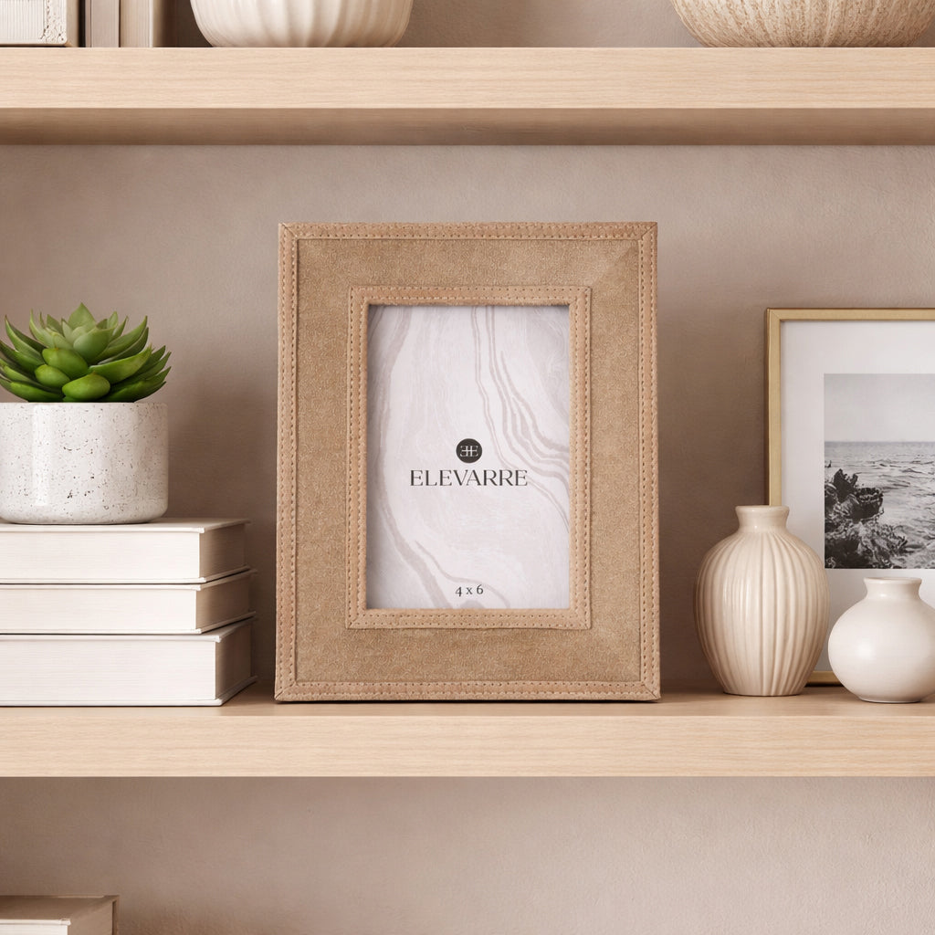 4X6 GILBOA TAN SUEDE PHOTO FRAME