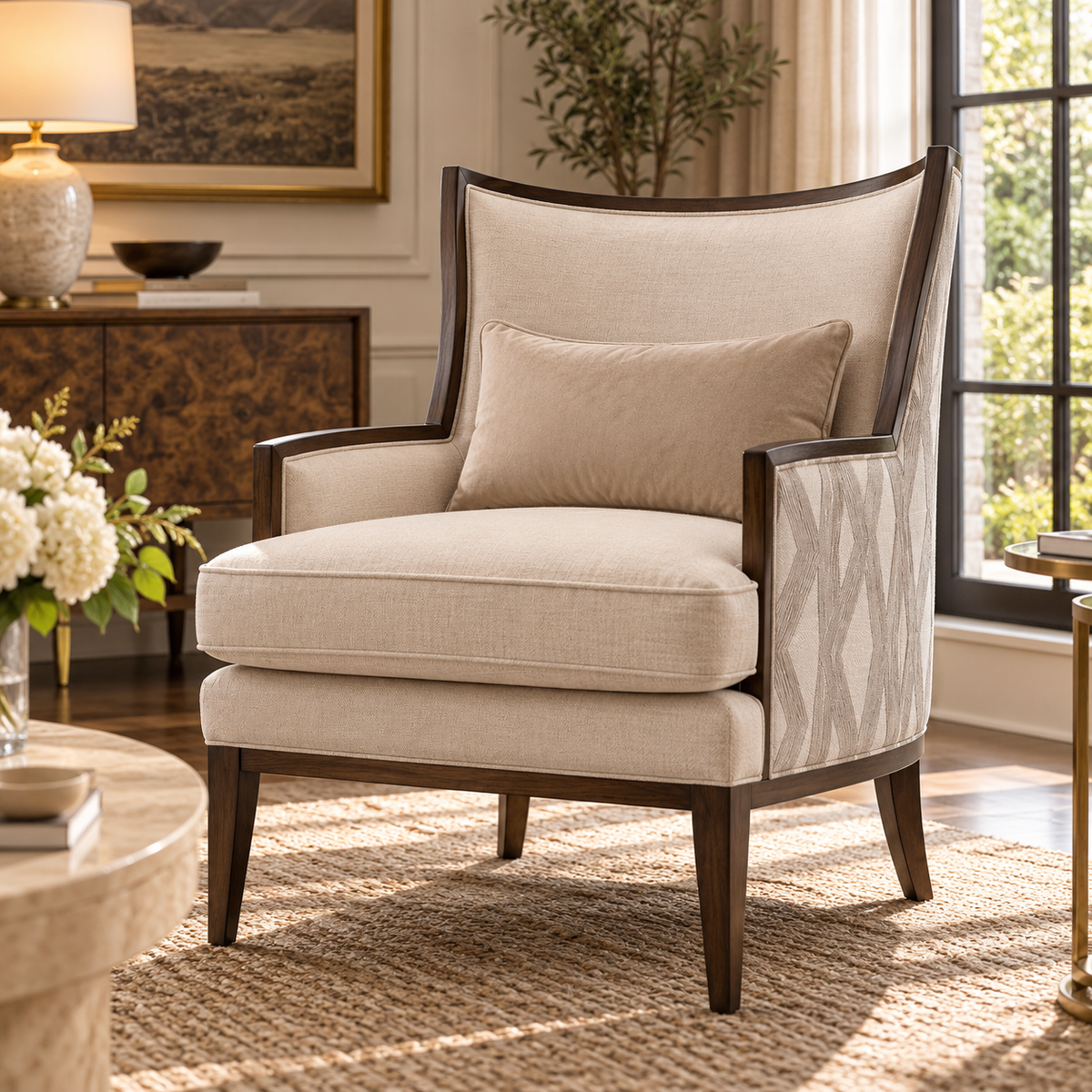 Ajda Beige Arm Chair