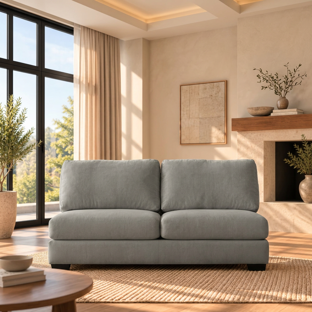 Scott Blue Armless Loveseat