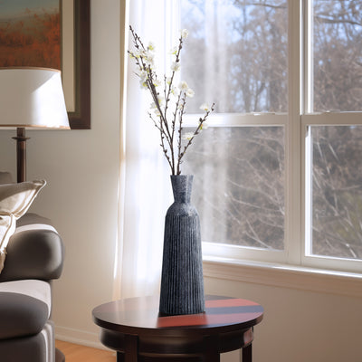 16, GROOVED GLASS VASE, BLUE