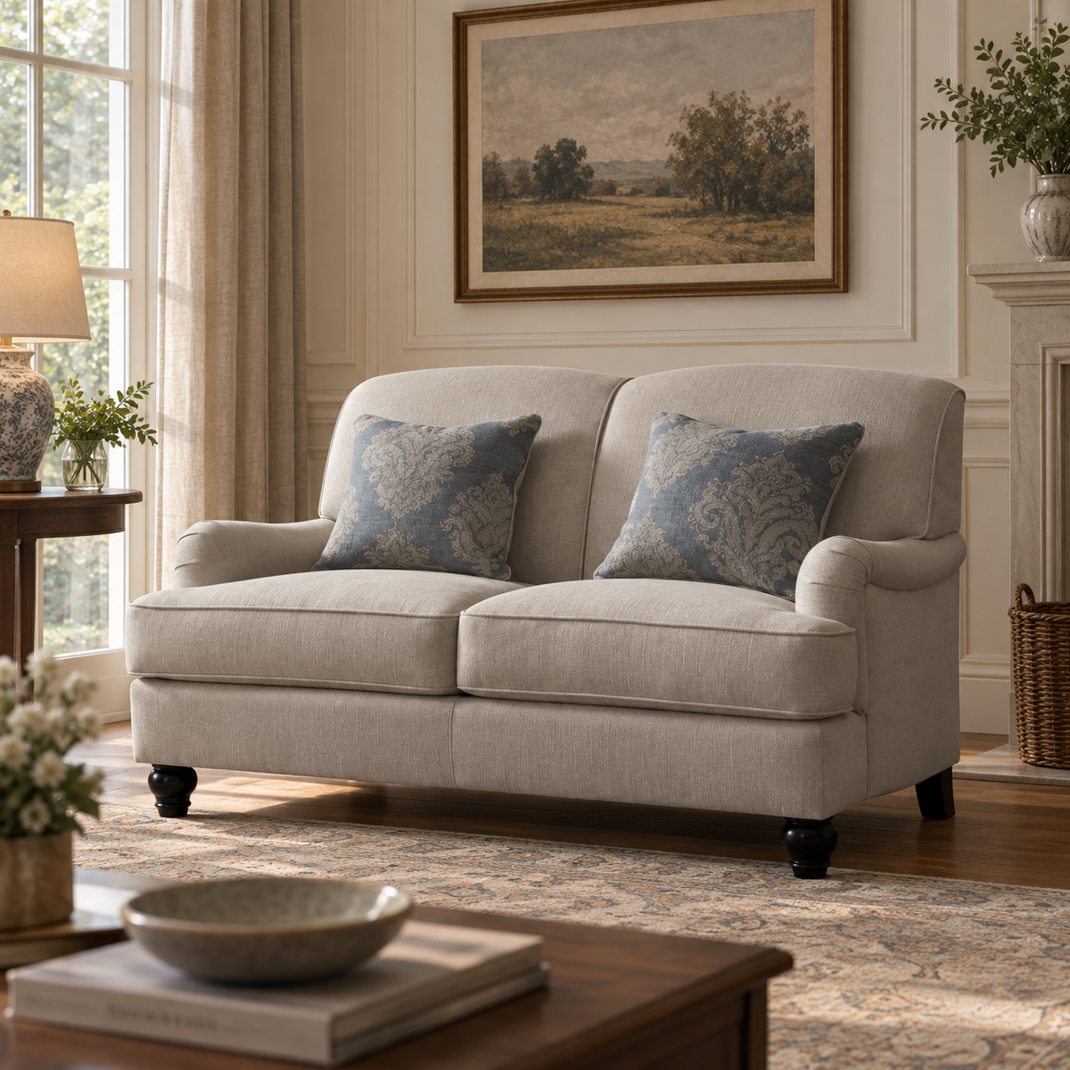 Pastel Pattern Loveseat (155cm) - Light Blue
