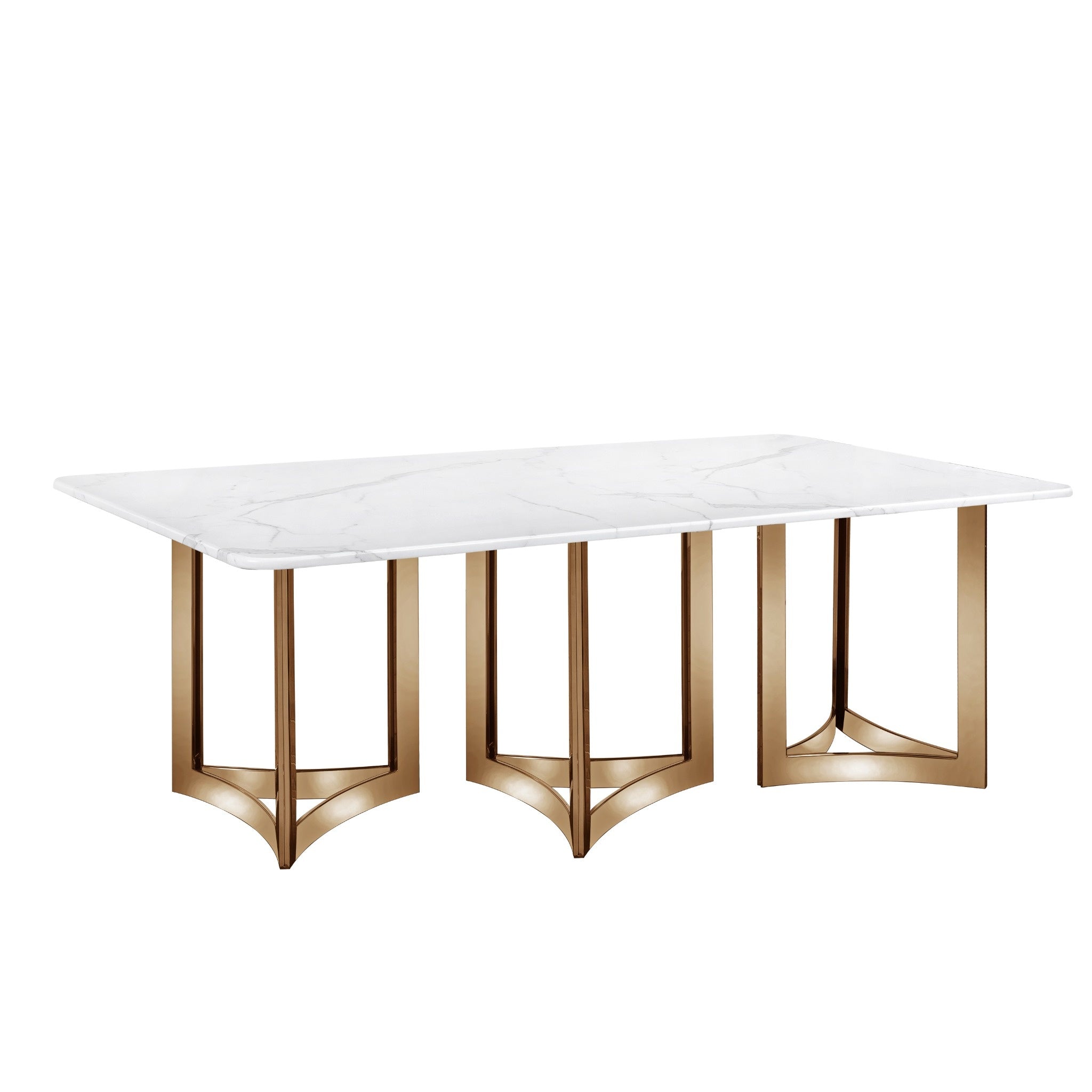 Alexa Dining Table Gold Base and 240 CM White Marble