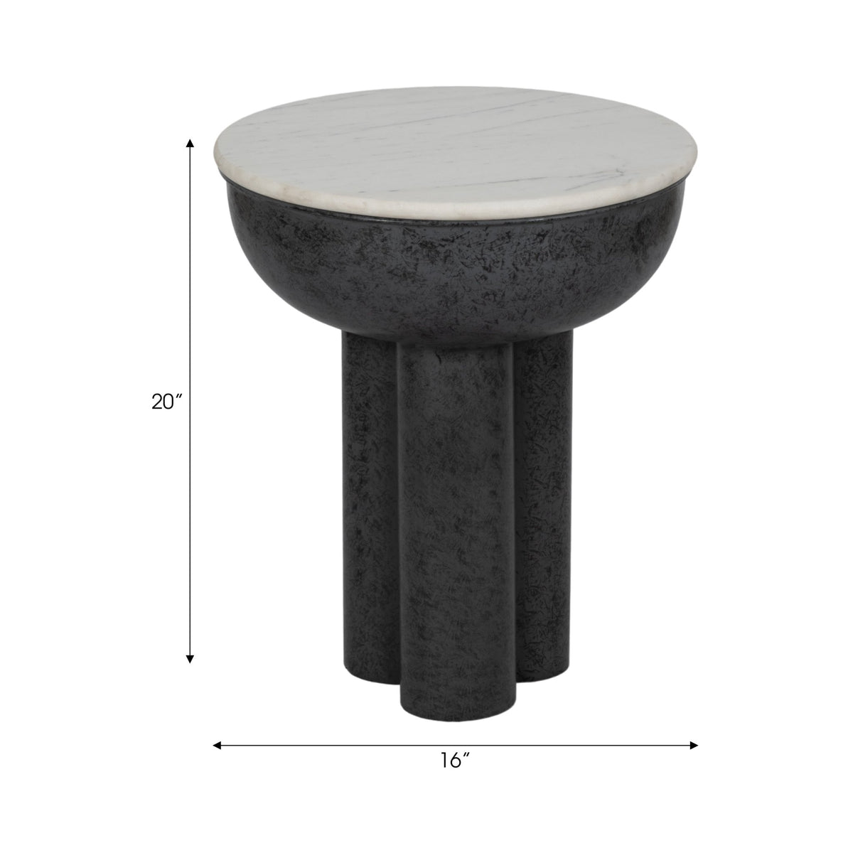 20" Chunky Leg Accent Table Marble Top, White/blk Accent & End Tables| Sagebrook Home