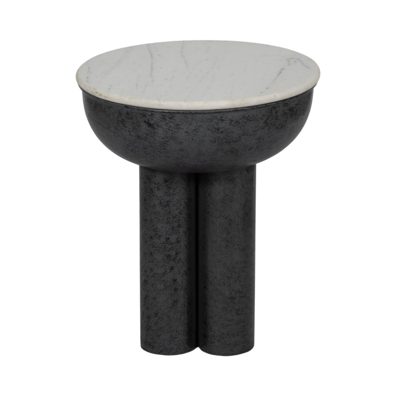 20" Chunky Leg Accent Table Marble Top, White/blk - Al Rugaib Furniture