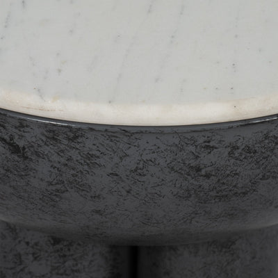 20" Chunky Leg Accent Table Marble Top, White/blk - Al Rugaib Furniture