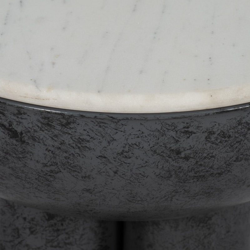 20" Chunky Leg Accent Table Marble Top, White/blk - Al Rugaib Furniture