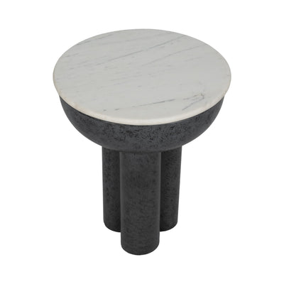 20" Chunky Leg Accent Table Marble Top, White/blk - Al Rugaib Furniture