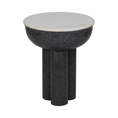 20" Chunky Leg Accent Table Marble Top, White/blk - Al Rugaib Furniture