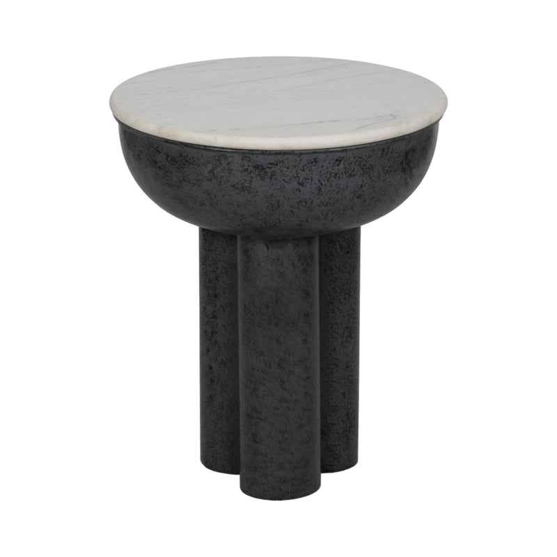 20" Chunky Leg Accent Table Marble Top, White/blk - Al Rugaib Furniture