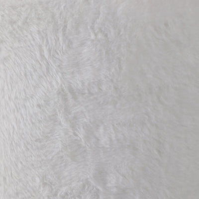 20" Faux Fur Ottoman W/ Ball Feet, Ivory - Al Rugaib Furniture