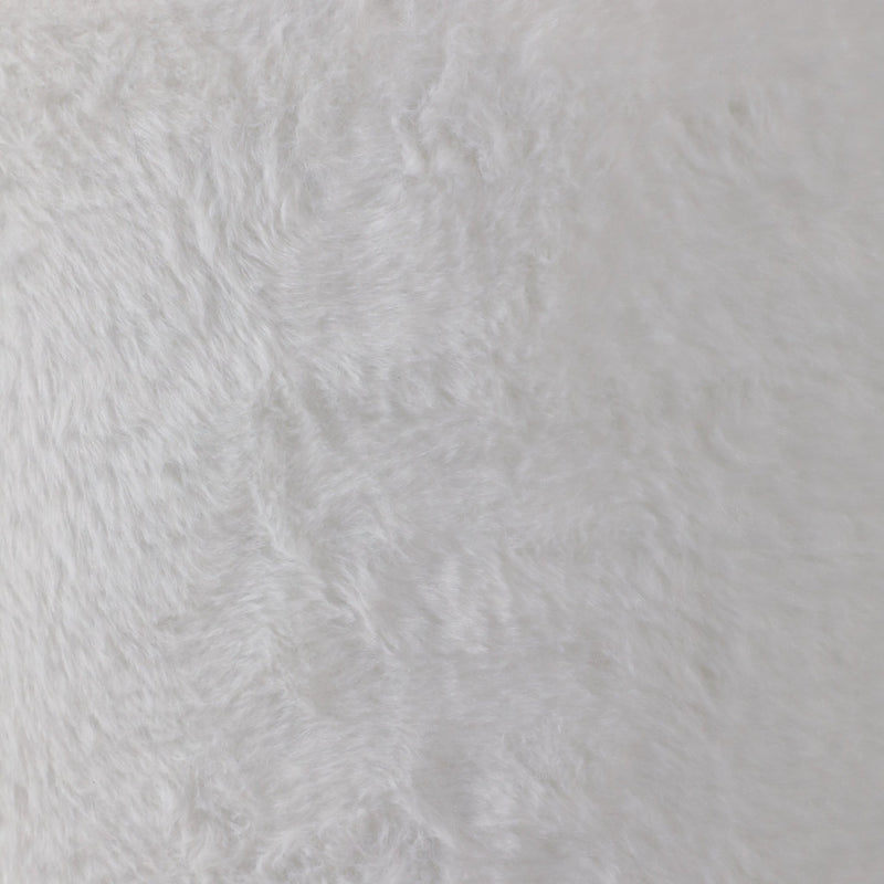 20" Faux Fur Ottoman W/ Ball Feet, Ivory - Al Rugaib Furniture