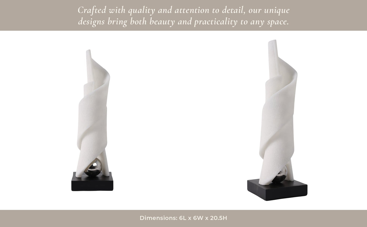 20" Glendo Quartz Resin Statuary With Stainless Table Decors| Sagebrook Home