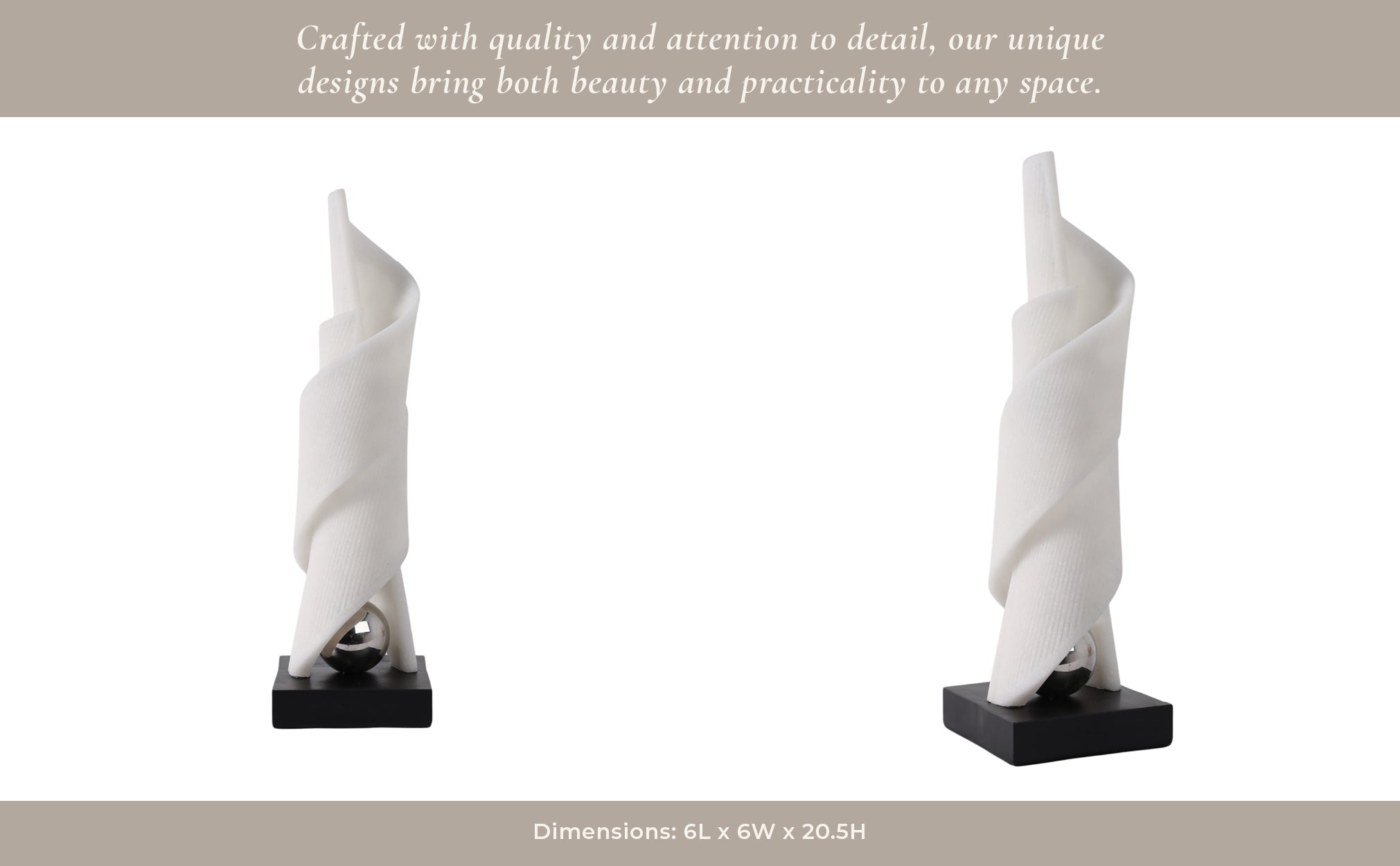 20" Glendo Quartz Resin Statuary With Stainless Table Decors| Sagebrook Home