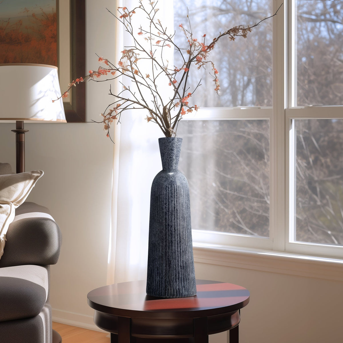 20", GROOVED GLASS VASE, BLUE Vases and Jars| Sagebrook Home