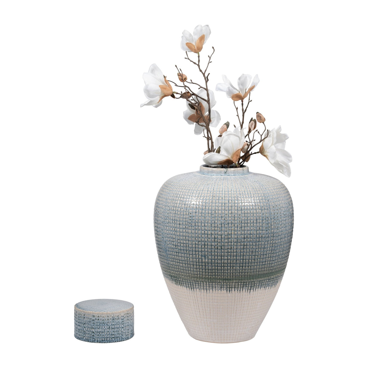 20" KASHION LARGE BLUE LIDDED JAR Vases and Jars| Sagebrook Home