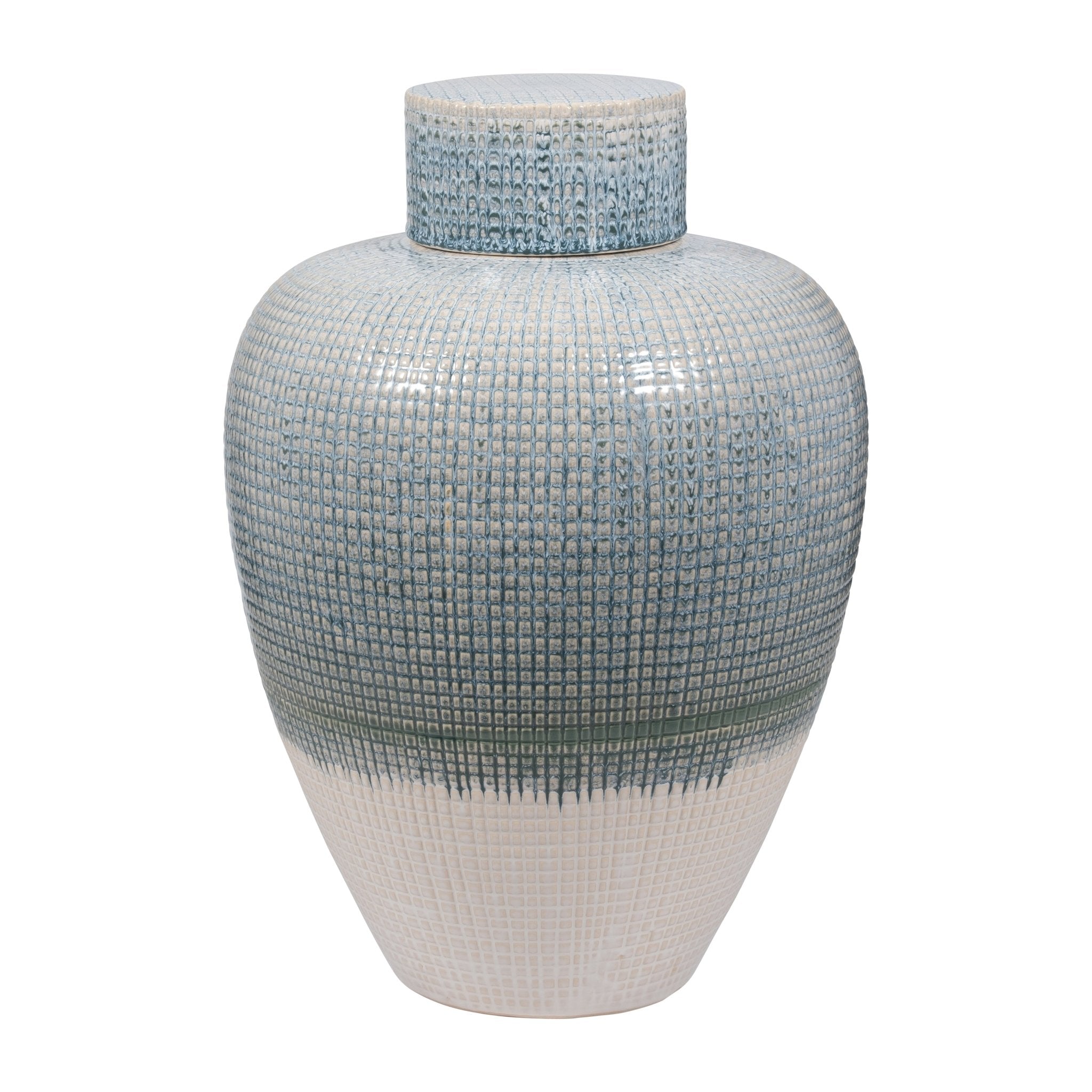 20" KASHION LARGE BLUE LIDDED JAR Vases and Jars| Sagebrook Home