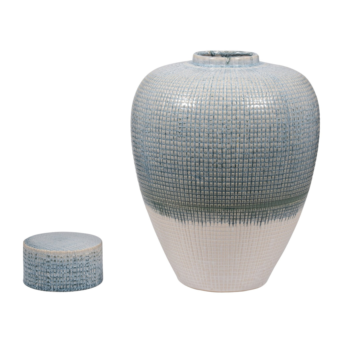 20" KASHION LARGE BLUE LIDDED JAR Vases and Jars| Sagebrook Home